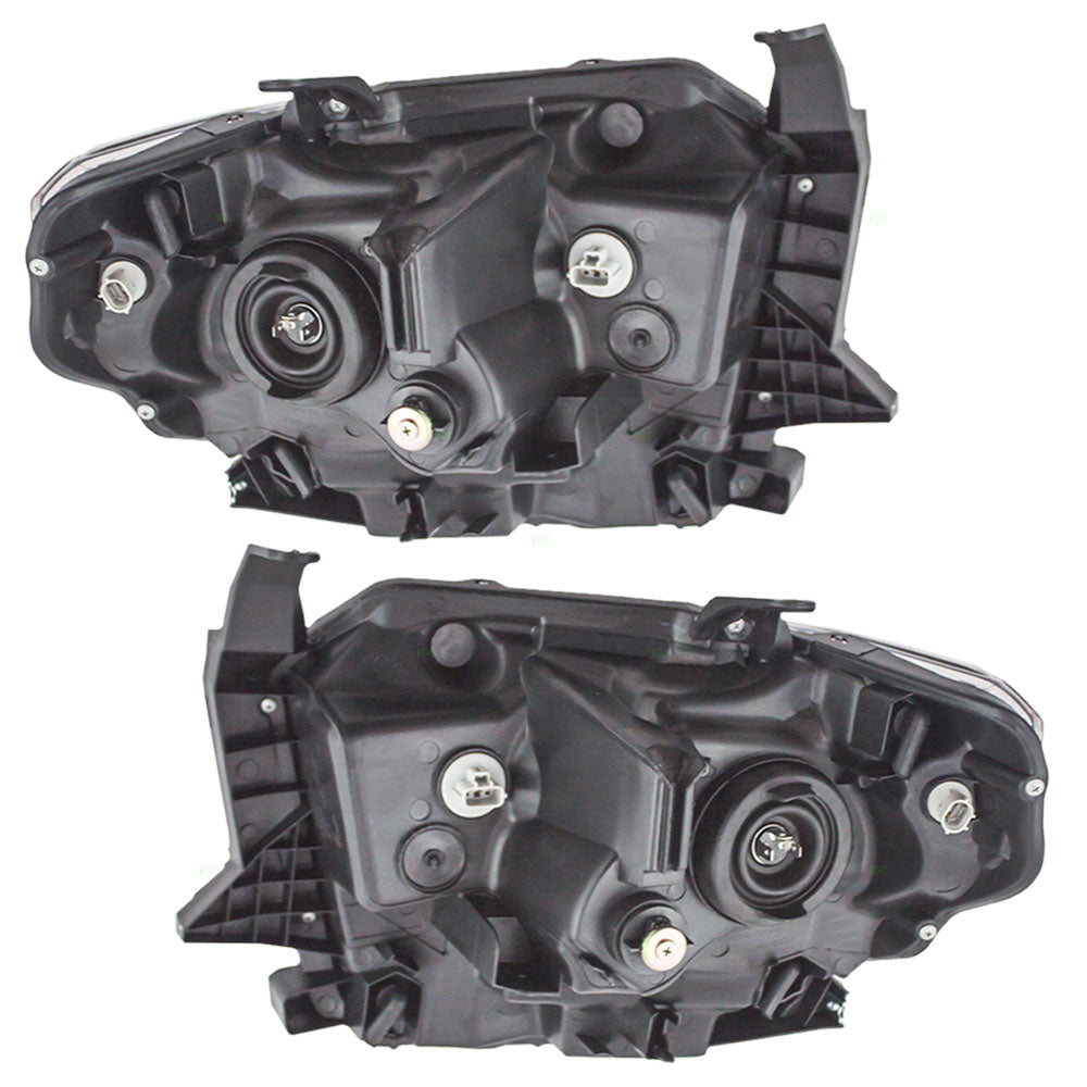 Brock Replacement Pair Set Halogen Combination Headlights Lens Chrome Bezel Compatible with 2014-2017 Tundra 81150-0C081 81110-0C081