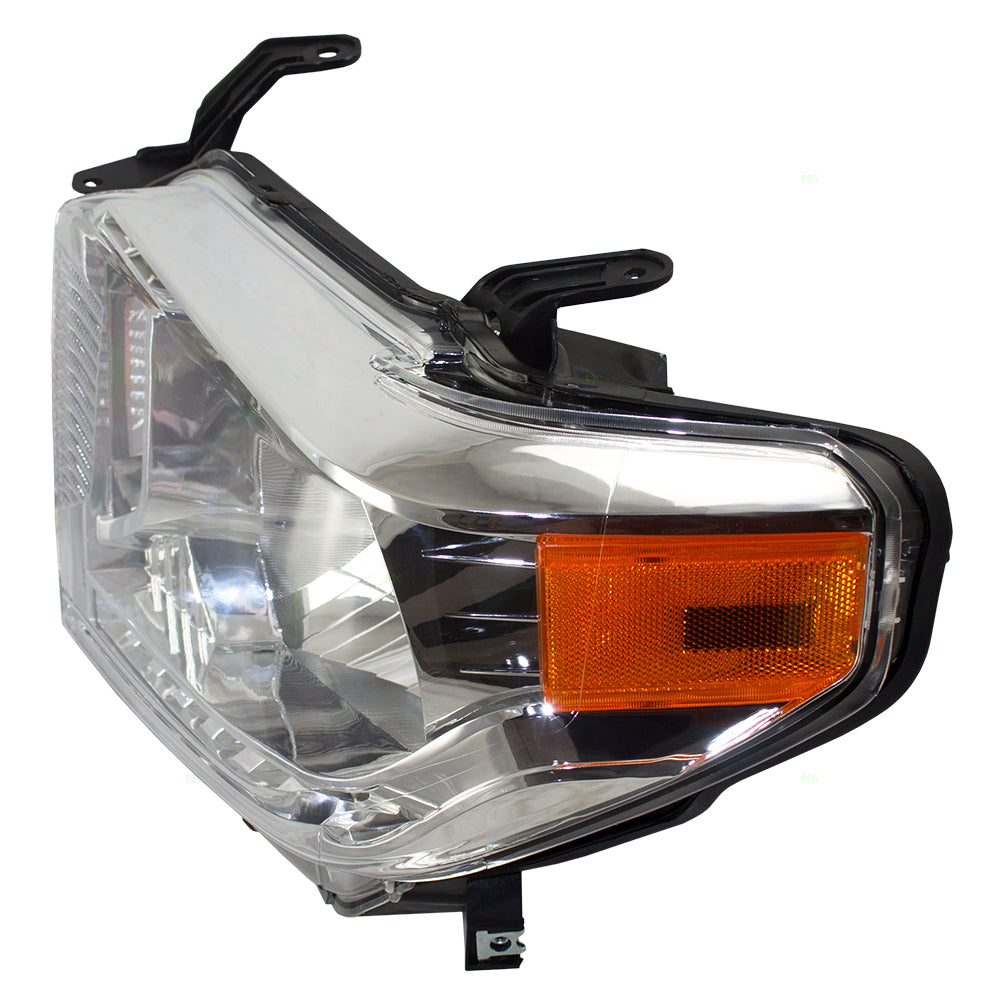 Brock Replacement Drivers Halogen Combination Headlight Headlamp w/ Chrome Bezel Compatible with 14-17 Tundra w/ Power Leveling 81150-0C091