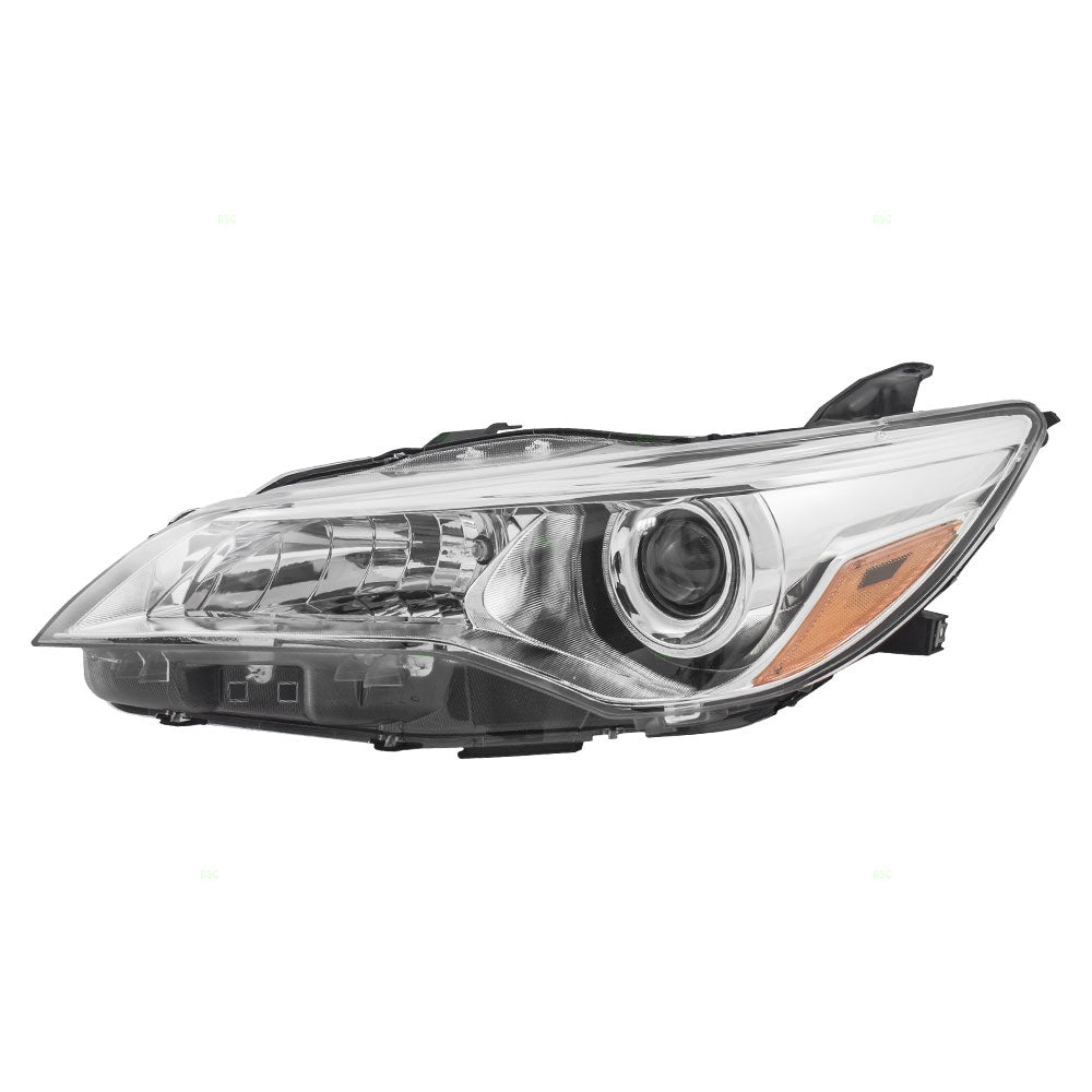 Fits Toyota Camry & Hybrid 15-17 Drivers Halogen Headlight Lens - Chrome Housing