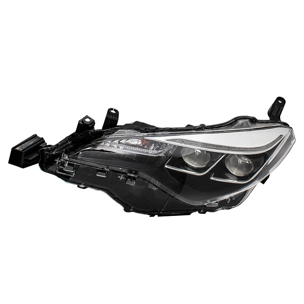 Brock Replacement Drivers Headlight Headlamp w/ Bumper Mounted LED Daytime Running Light Compatible with 17-19 Corolla