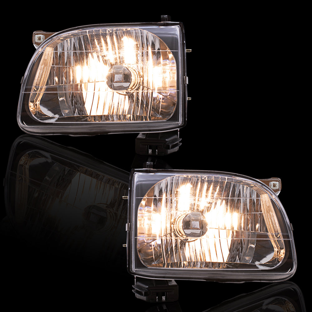 Brock Replacement Driver and Passenger Side Halogen Headlight Assembly Set Compatible with 2001-2004 Toyota Tacoma