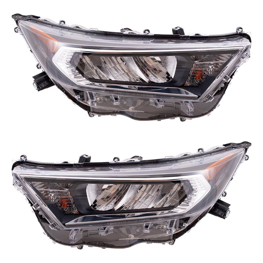Brock Replacement Driver and Passenger Side LED Combination Headlight Assemblies with Chrome Bezel Compatible with 2019-2020 Rav4 North America 2021 Rav4 North America Built Except LE