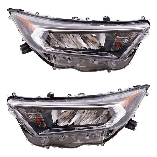 Brock Replacement Driver and Passenger Side LED Combination Headlight Assemblies with Chrome Bezel Compatible with 2019-2020 Rav4 North America 2021 Rav4 North America Built Except LE