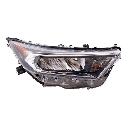 Brock Replacement Passenger Side LED Combination Headlight Assembly with Chrome Bezel Compatible with 2019-2020 Rav4 North America 2021 Rav4 North America Built Except LE