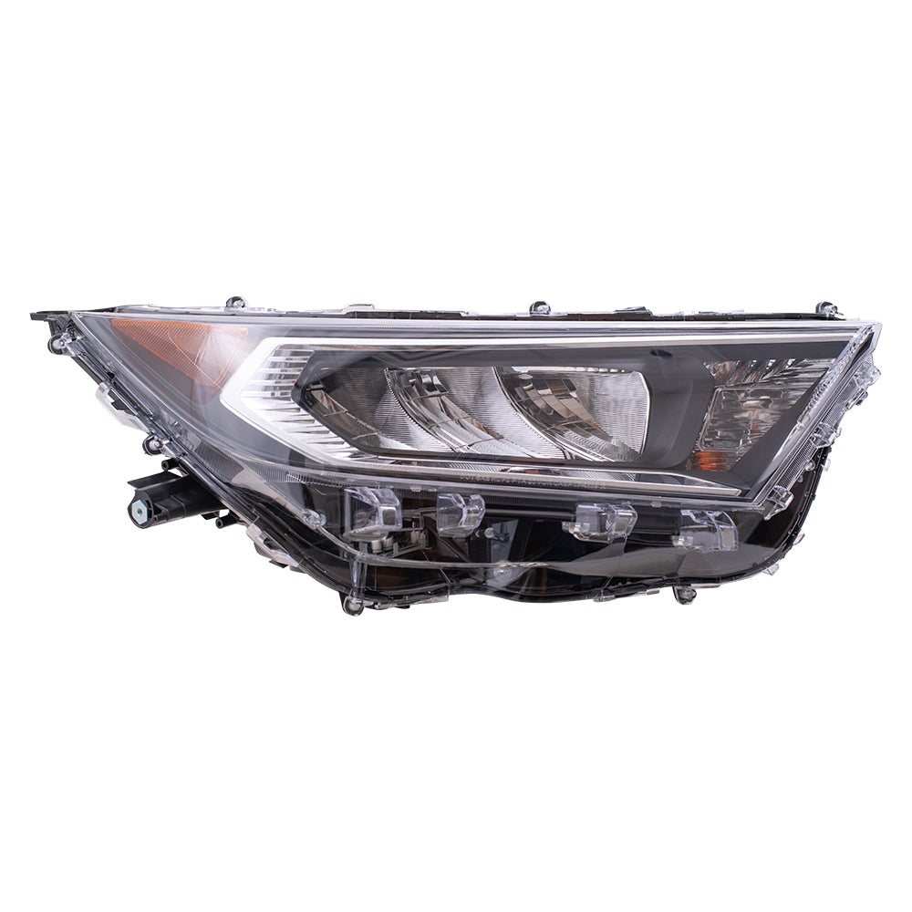 Brock Replacement Passenger Side LED Combination Headlight Assembly with Chrome Bezel Compatible with 2019-2020 Rav4 North America 2021 Rav4 North America Built Except LE