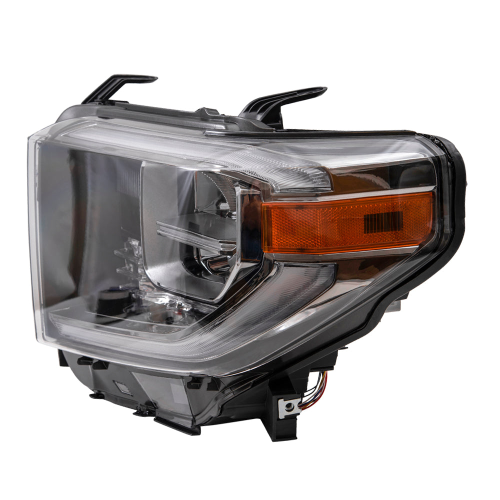 Brock Aftermarket Replacement Driver Left LED Combination Headlight Assembly With Smoked Chrome Accent Compatible With 2018 Toyota Tundra
