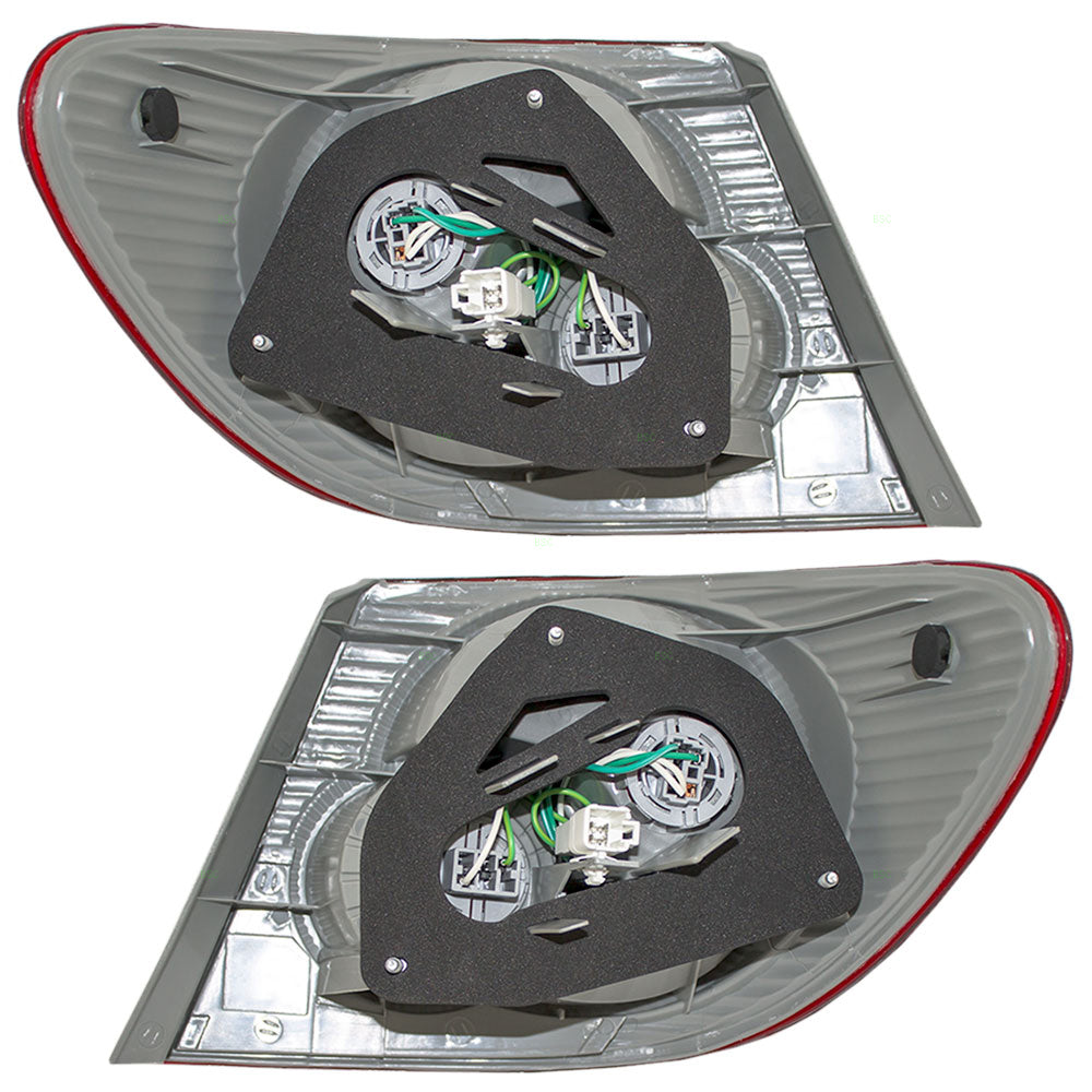 Brock Replacement Driver and Passenger Taillights Tail Lamps with Red & Lens Compatible with 03-08 Corolla 8156002290 8155002290