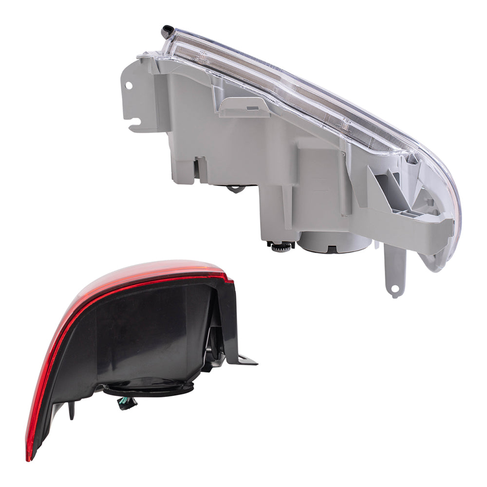 Brock Replacement Driver and Passenger Side Halogen Combination Headlight Units with Chrome Bezel and Tail Light Units 4 Piece Set Comaptible with 2006-2009 4Runner Sport