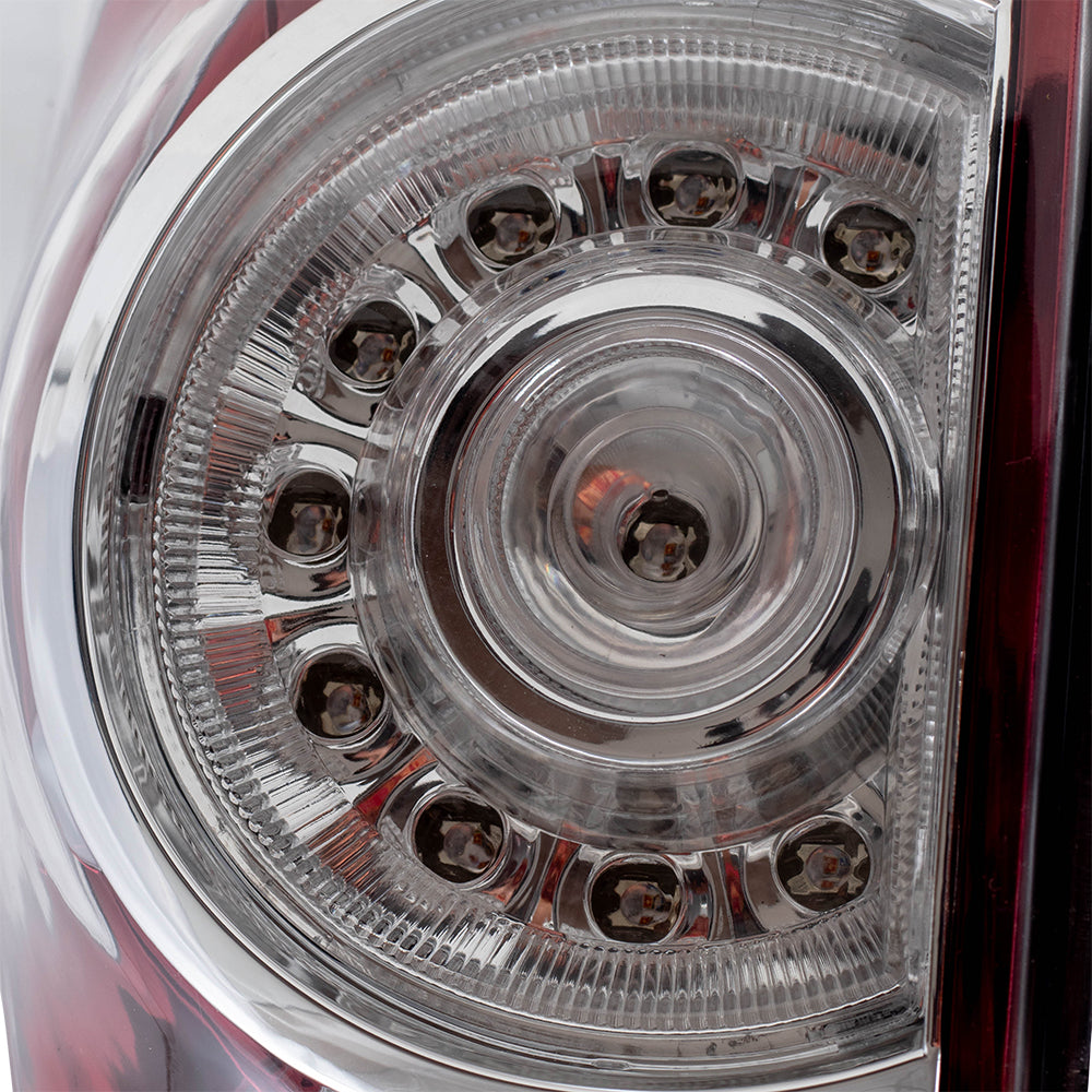 Brock Replacement Driver and Passenger Tail Lights w/ LED Center Lens Compatible with 2005-2015 Tacoma Pickup Truck 8156004160 8155004160