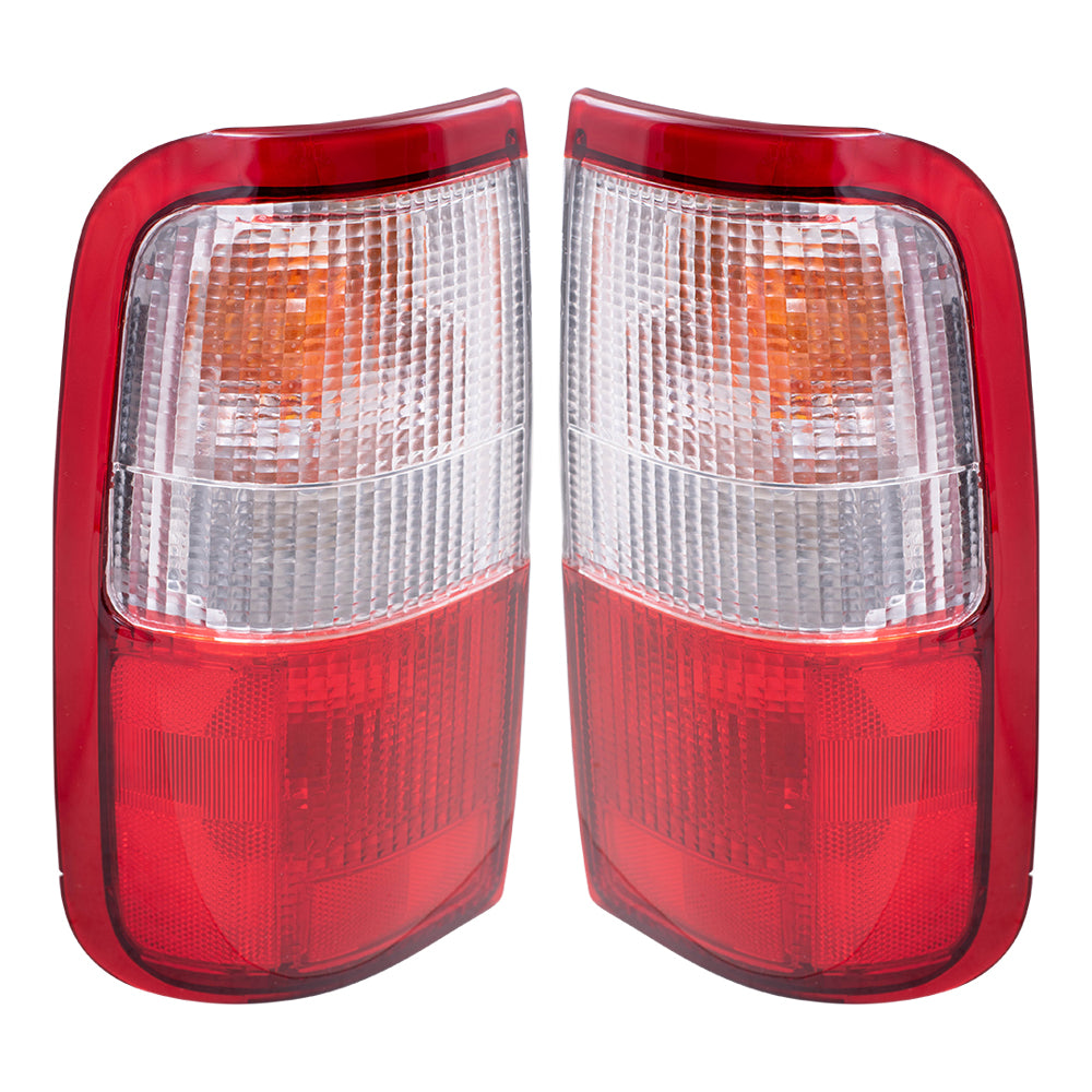 Brock Replacement Driver and Passenger Taillights Tail Lamps Compatible with 93-98 Pickup Truck 81561-34010 81551-34010