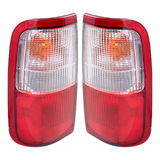Brock Replacement Driver and Passenger Taillights Tail Lamps Compatible with 93-98 Pickup Truck 81561-34010 81551-34010