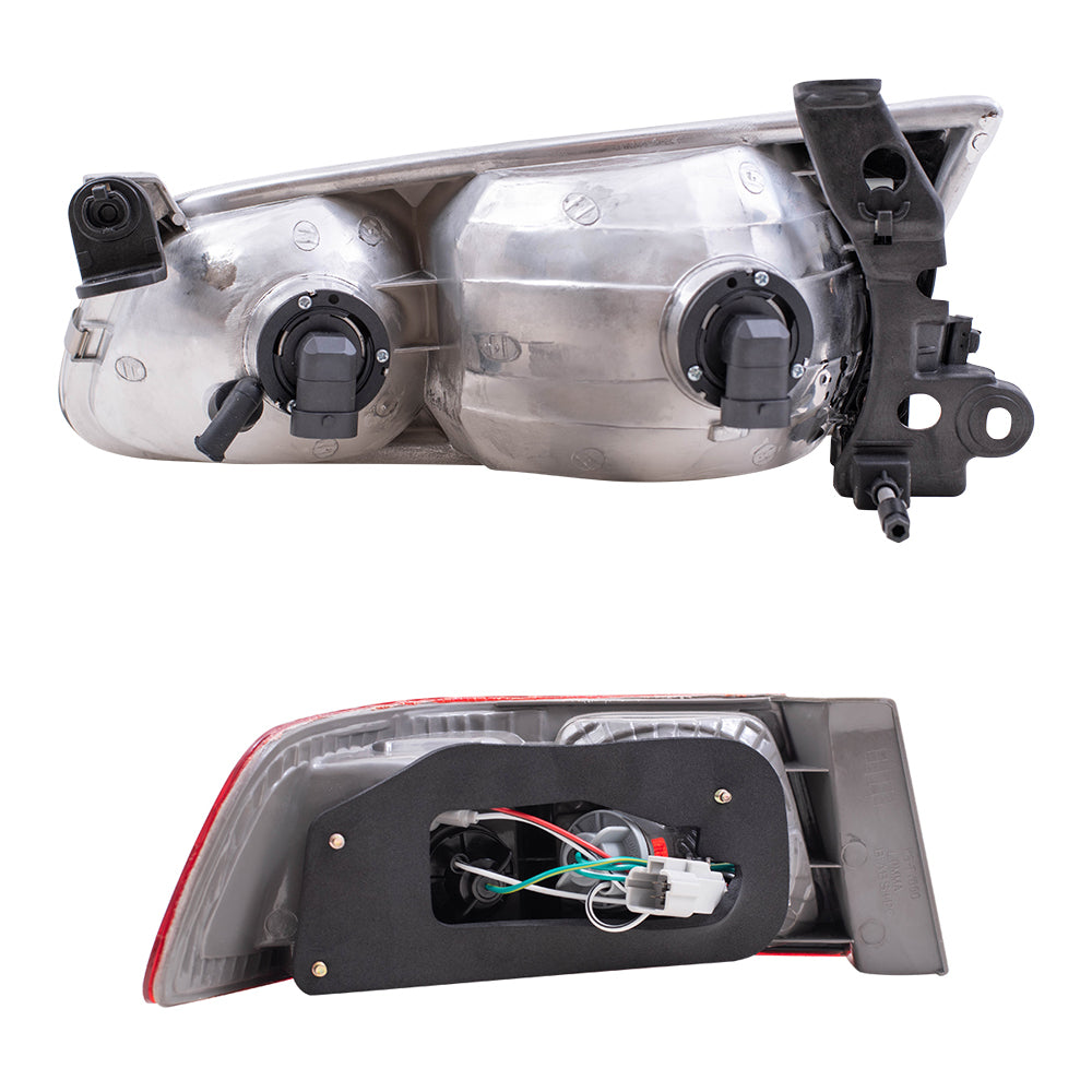 Brock Replacement Driver and Passenger Side Halogen Headlight Assemblies and Tail Light Assemblies 4 Piece Set Compatible with 2000-2001 Toyota Camry