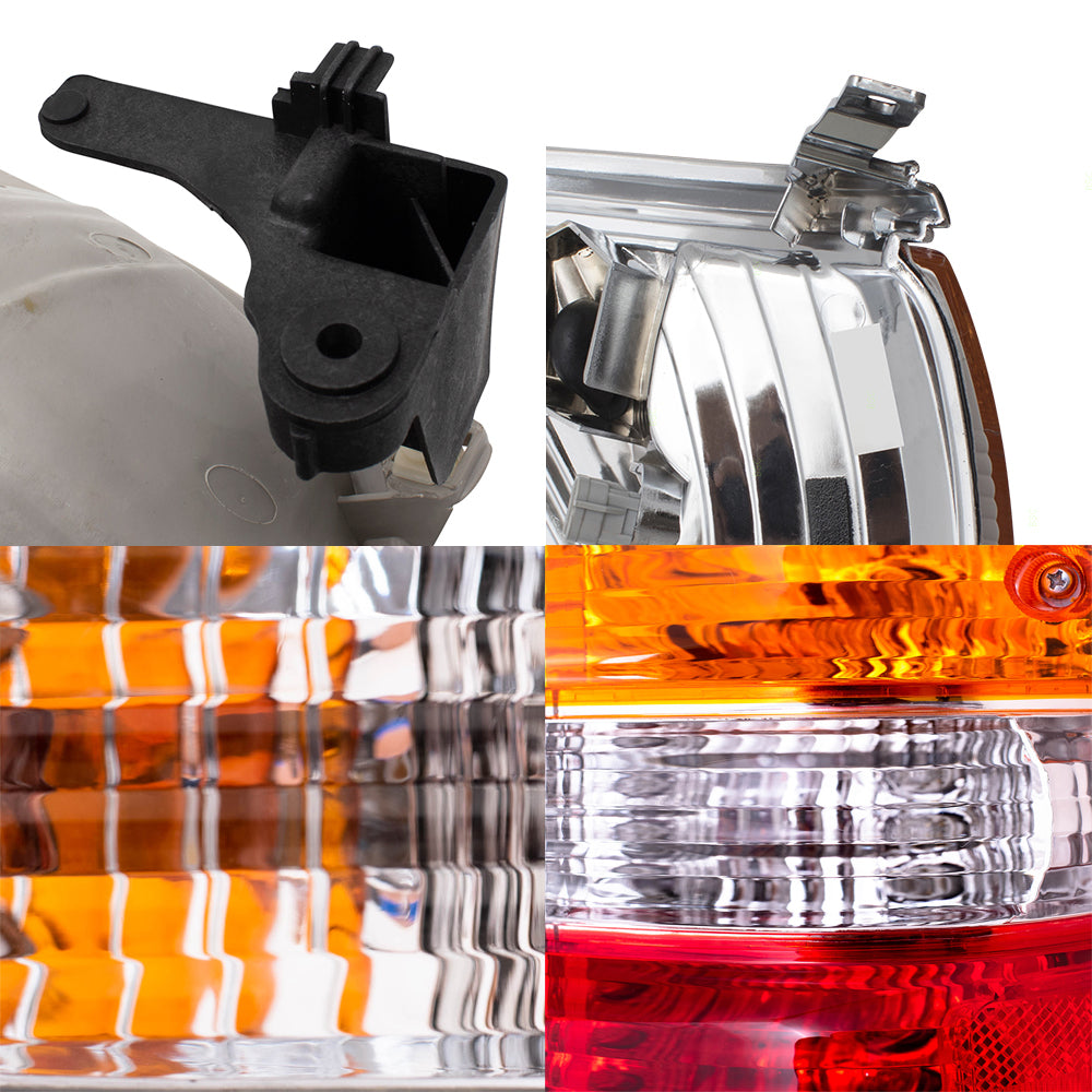 Brock Replacement 8 Pc Headlights Tail Lights Park Signal Front & Corner Lamps Compatible with 2001-2004 Tacoma
