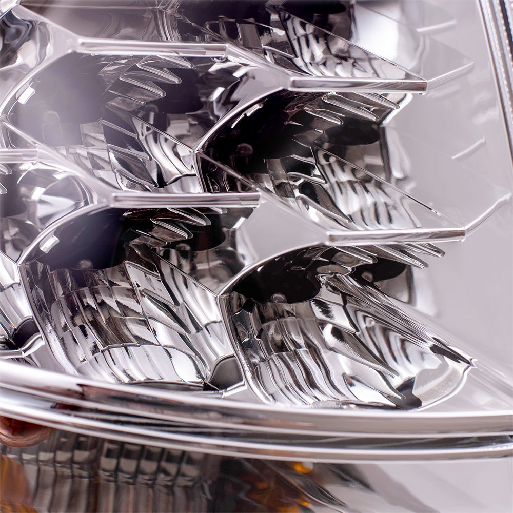 Brock Replacement Driver and Passenger Taillights Tail Lamps with Chrome Trim Compatible with 06-09 Prius 8156147100 8155147100