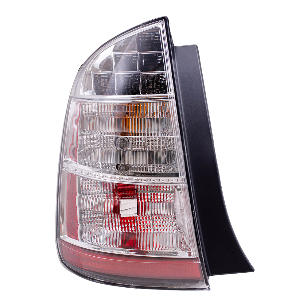 Brock Replacement Driver and Passenger Taillights Tail Lamps with Chrome Trim Compatible with 06-09 Prius 8156147100 8155147100