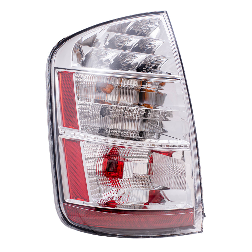 Brock Replacement Driver and Passenger Taillights Tail Lamps with Chrome Trim Compatible with 06-09 Prius 8156147100 8155147100