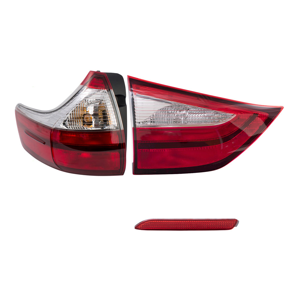 Brock Aftermarket Replacement Part Driver Side Tail Light Assemblies Quarter & Liftgate Mounted & Rear Bumper Reflector Compatible with 2015-2019 Toyota Sienna EXCEPT SE
