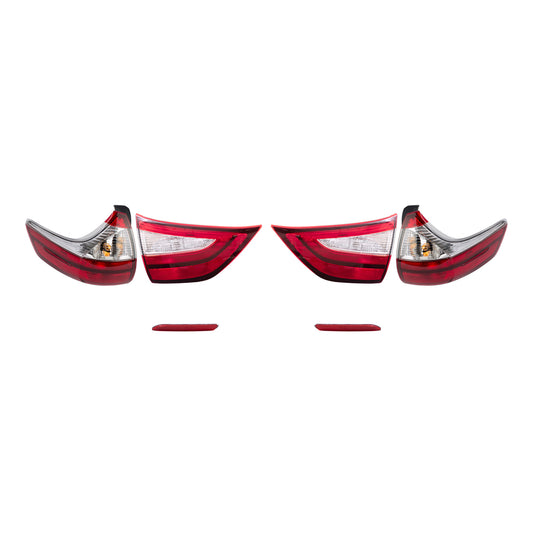 Brock Aftermarket Replacement Part Driver & Passenger Side Tail Light Assemblies Quarter and Liftgate Mounted & Rear Bumper Reflectors Compatible with Toyota 2015-2019 Toyota Sienna EXCEPT SE