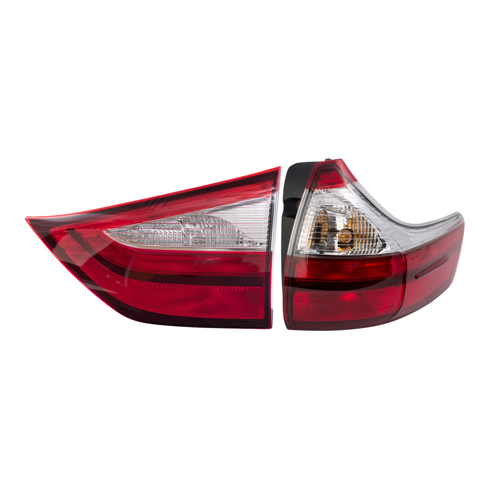 Brock Aftermarket Replacement Part Passenger Side Tail Light Assemblies Quarter and Liftgate Mounted Compatible with 2015-2019 Toyota Sienna EXCEPT SE