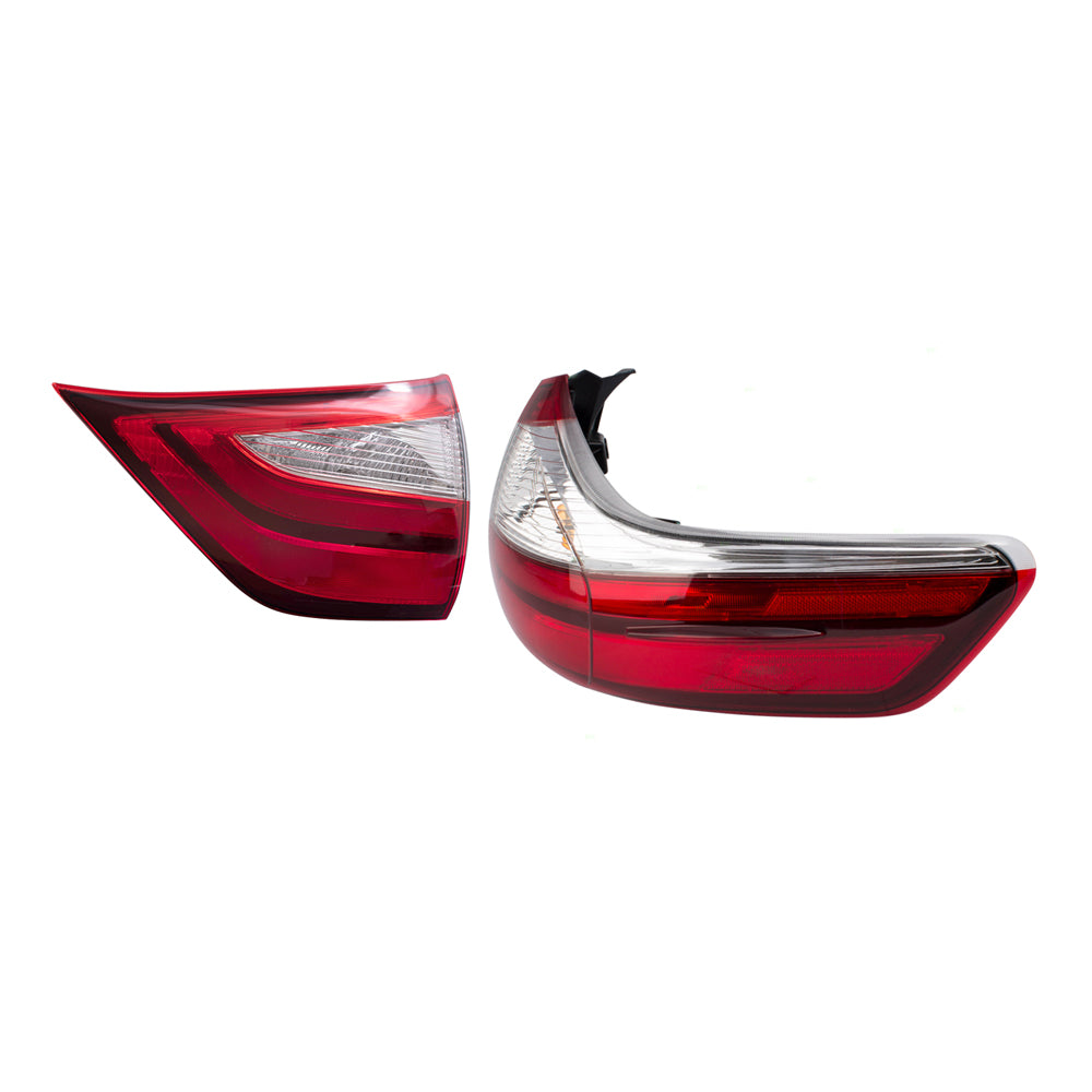 Brock Aftermarket Replacement Part Passenger Side Tail Light Assemblies Quarter and Liftgate Mounted Compatible with 2015-2019 Toyota Sienna EXCEPT SE