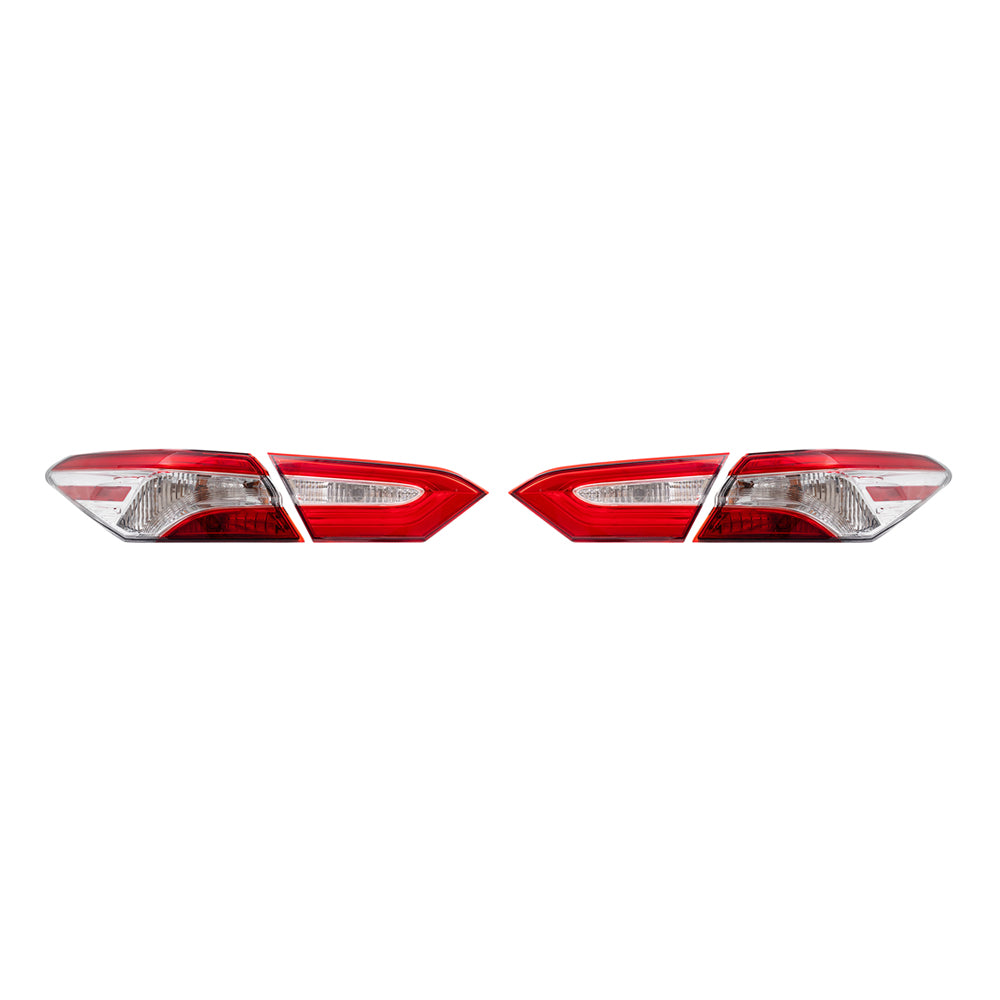 Brock Replacement Driver and Passenger Side Tail Lights Quarter Mounted & Lid Mounted 4 Piece Set Compatible with 2018-2020 Camry L/LE/TRD & 2018-2019 Camry Hybrid LE & 2020 Camry XSE/Camry Hybrid SE