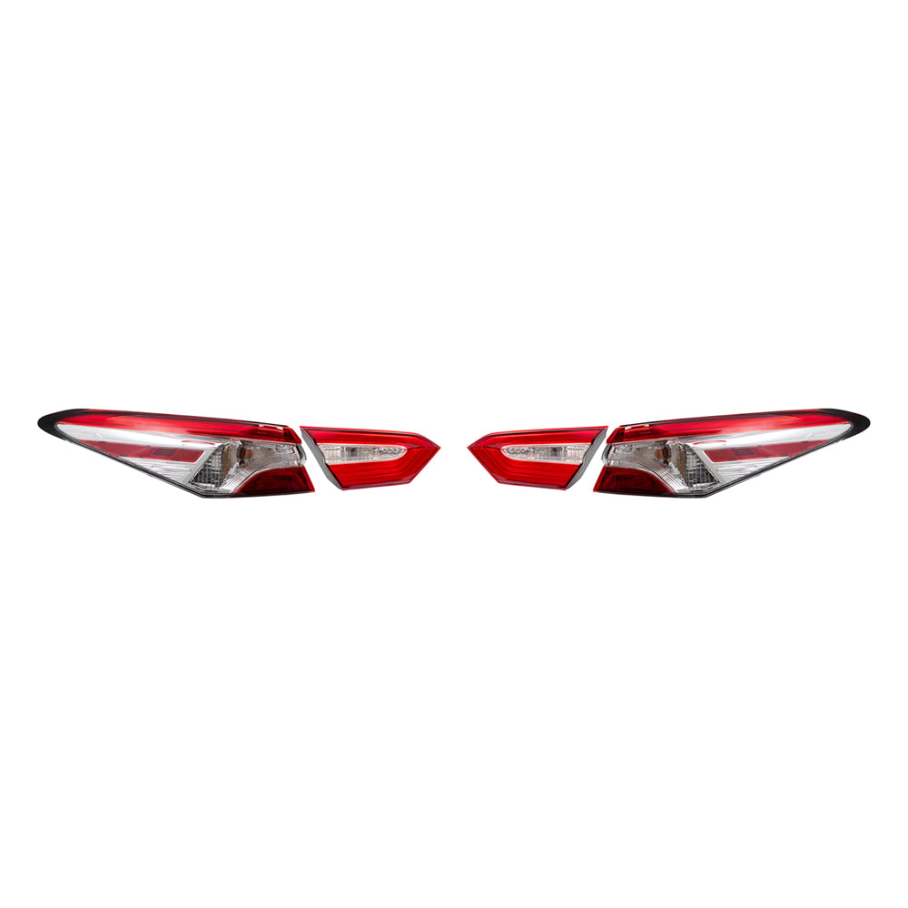Brock Replacement Driver and Passenger Side Tail Lights Quarter Mounted & Lid Mounted 4 Piece Set Compatible with 2018-2020 Camry L/LE/TRD & 2018-2019 Camry Hybrid LE & 2020 Camry XSE/Camry Hybrid SE