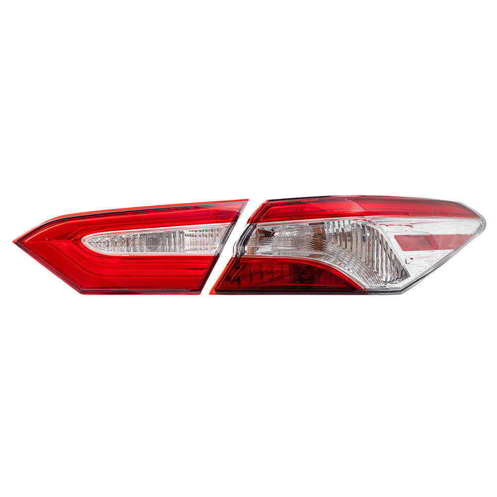 Brock Replacement Passenger Side Tail Light Assemblies Quarter Mounted and Lid Mounted Compatible with 2018-2020 Camry L/LE/TRD & 2018-2019 Camry Hybrid LE & 2020 Camry XSE/Camry Hybrid SE