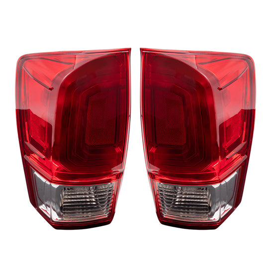 Brock Aftermarket Replacement Driver Left Passenger Right Combination Tail Light Assembly Without Black Bezel Set Compatible With 2016-2017 Toyota Tacoma SR/SR5