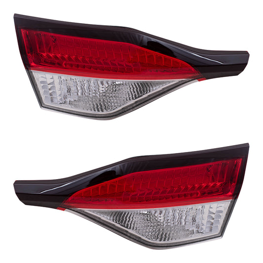 Brock Replacement Driver and Passenger Set Tail Lights Red and Clear Lid Mounted Lens Compatible with 2020-2022 Corolla Sedan Japan 2020-2022 Corolla Hybrid