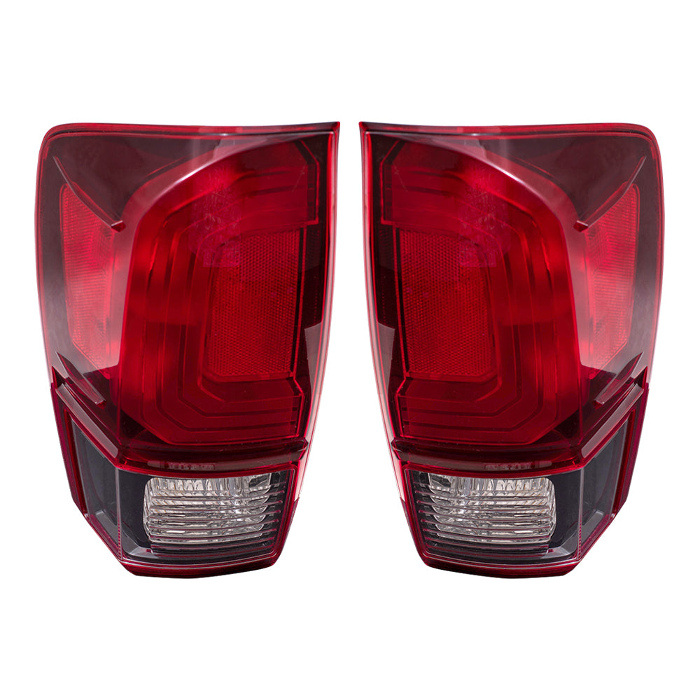 Brock Aftermarket Replacement Driver Left Passenger Right Combination Tail Light Assembly Without Black Bezel Set Compatible With 2018-2023 Toyota Tacoma SR/SR5