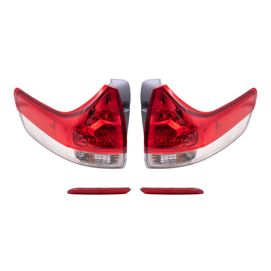 Brock Aftermarket Replacement Part Driver & Passenger Side Tail Light Assemblies Quarter Mounted & Rear Bumper Reflectors Compatible with 2011-2014 Toyota Sienna EXCEPT SE