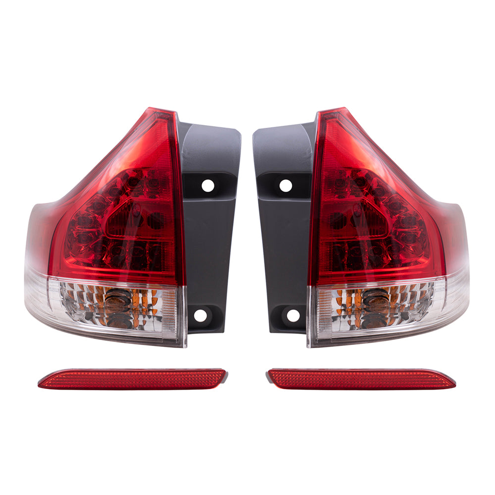 Brock Aftermarket Replacement Part Driver & Passenger Side Tail Light Assemblies Quarter Mounted & Rear Bumper Reflectors Compatible with 2011-2014 Toyota Sienna EXCEPT SE
