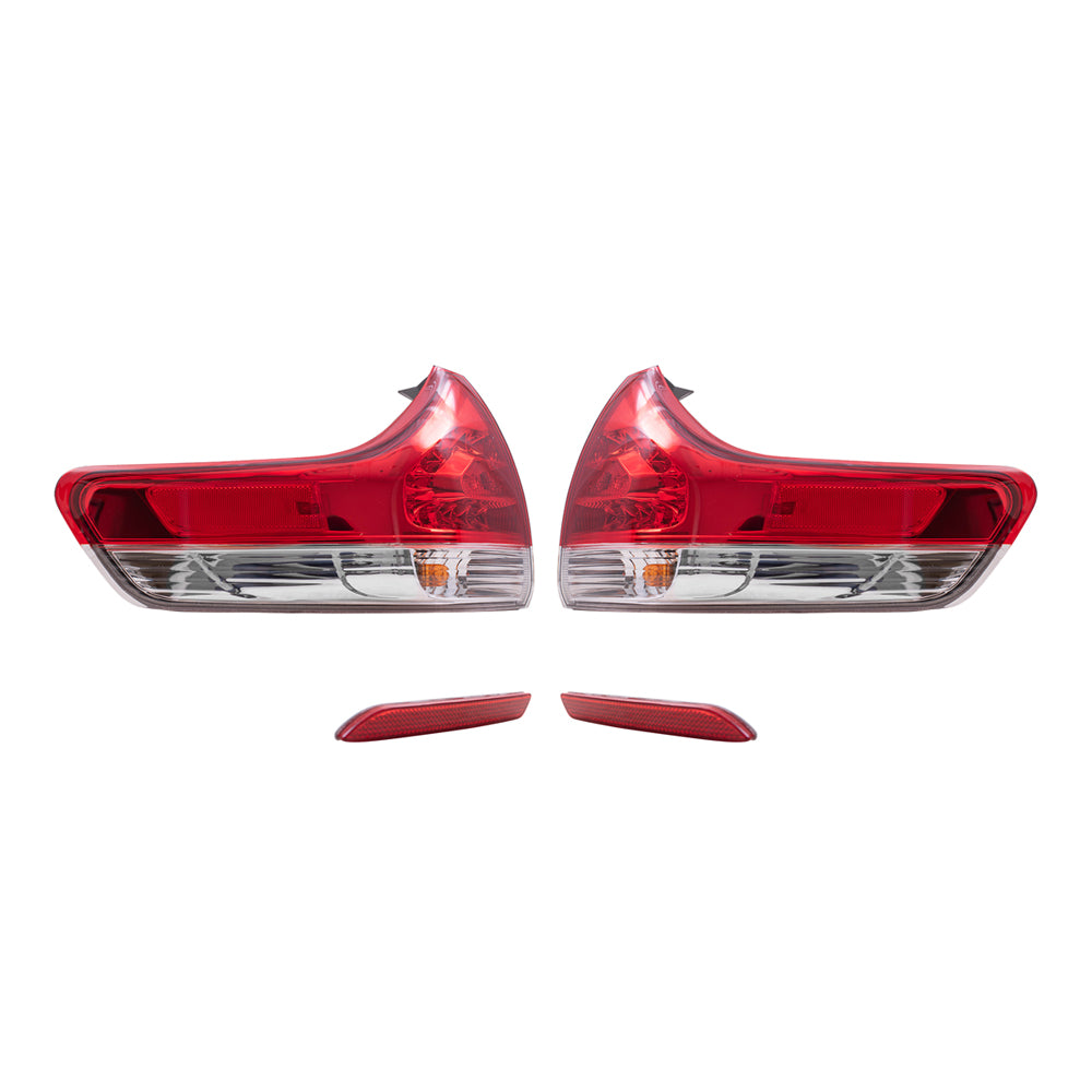 Brock Aftermarket Replacement Part Driver & Passenger Side Tail Light Assemblies Quarter Mounted & Rear Bumper Reflectors Compatible with 2011-2014 Toyota Sienna EXCEPT SE