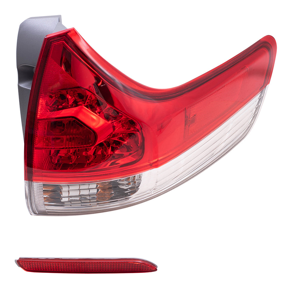 Brock Aftermarket Replacement Part Passenger Side Tail Light Assembly Quarter Mounted & Rear Bumper Reflector Compatible with Toyota 2011-2014 Toyota Sienna EXCEPT SE