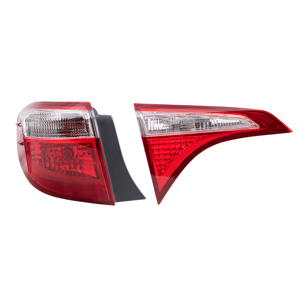 Brock Replacement Driver Side Tail Lights Quarter Mounted and Lid Mounted Set Compatible with 2014-2016 Corolla
