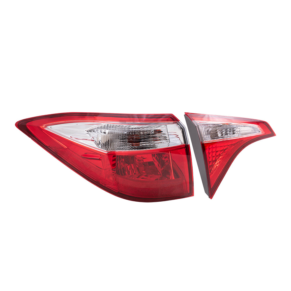 Brock Replacement Driver Side Tail Lights Quarter Mounted and Lid Mounted Set Compatible with 2014-2016 Corolla
