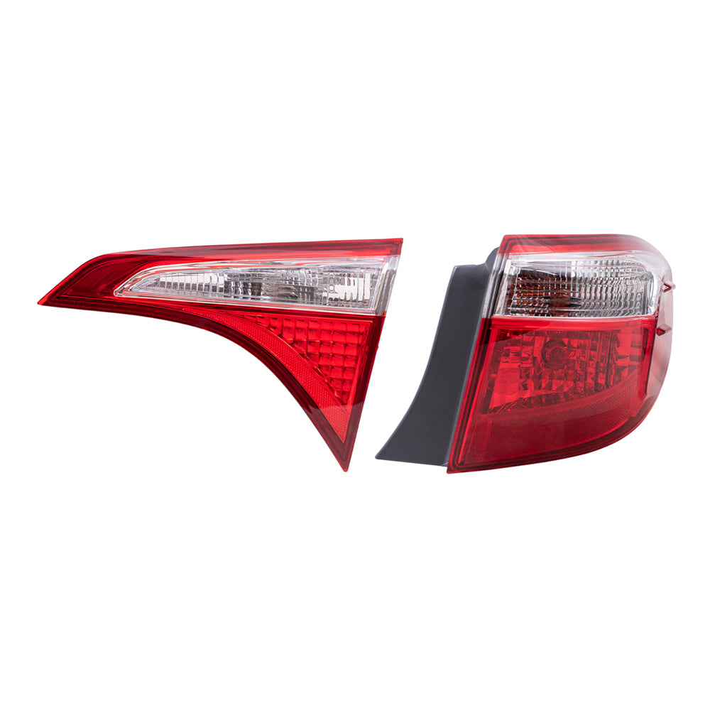 Brock Replacement Passenger Side Tail Lights Quarter Mounted and Lid Mounted Set Compatible with 2014-2016 Corolla
