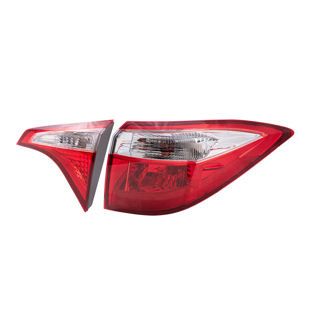Brock Replacement Passenger Side Tail Lights Quarter Mounted and Lid Mounted Set Compatible with 2014-2016 Corolla