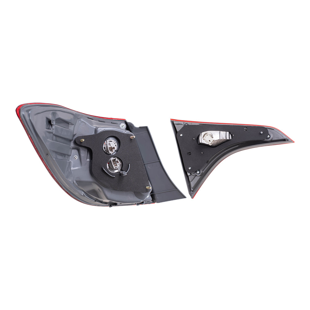 Brock Replacement Passenger Side Tail Lights Quarter Mounted and Lid Mounted Set Compatible with 2014-2016 Corolla