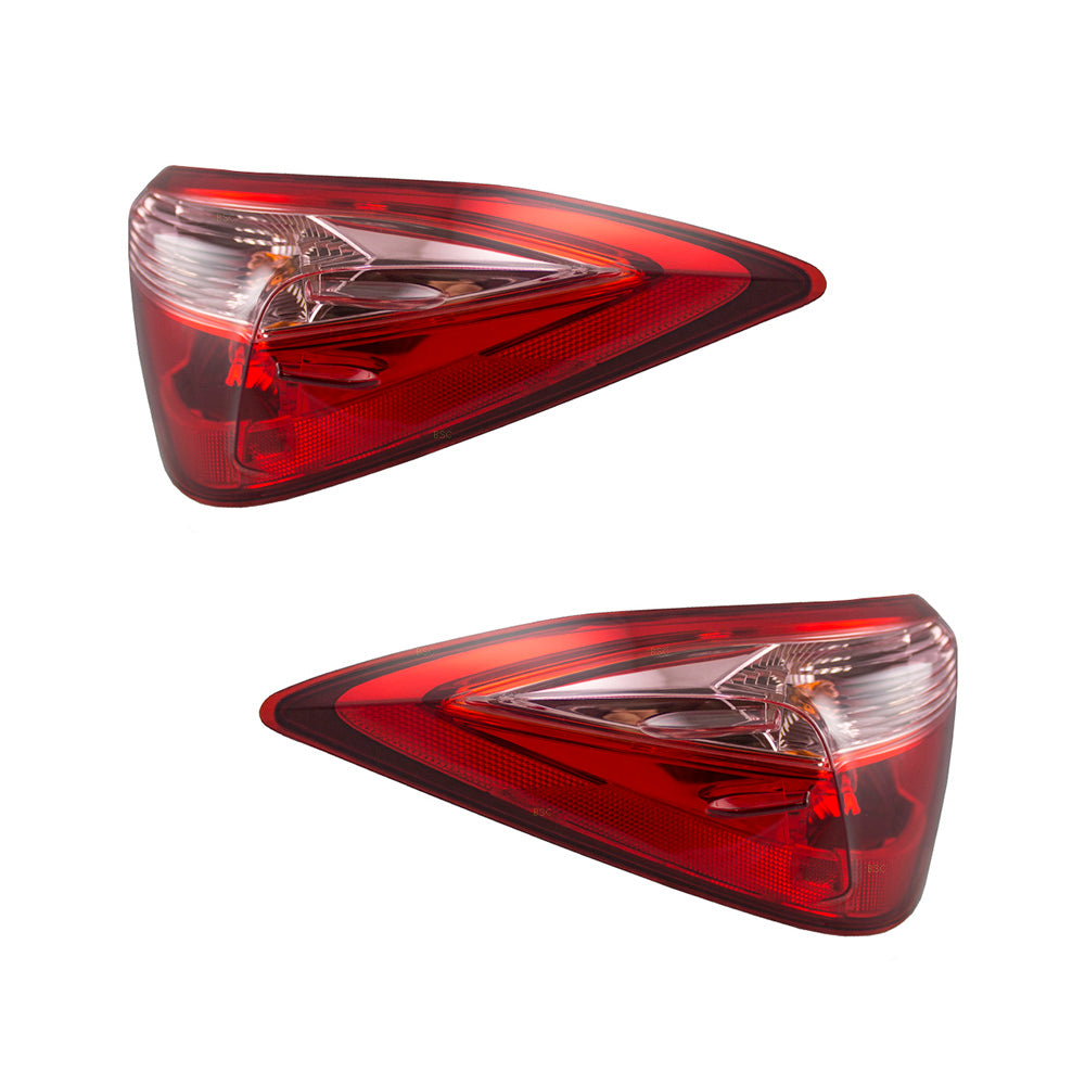 Brock Replacement Pair Set Taillights Red w/ Clear Quarter Panel Mounted Lens Compatible with 17-19 Corolla 81560-02B00 81550-02B00