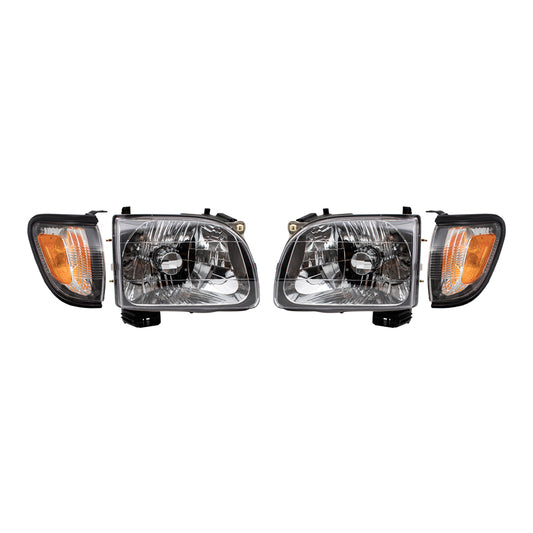 Headlights with Black Trim & Park Signal Lights Compatible with 01-04 Tacoma