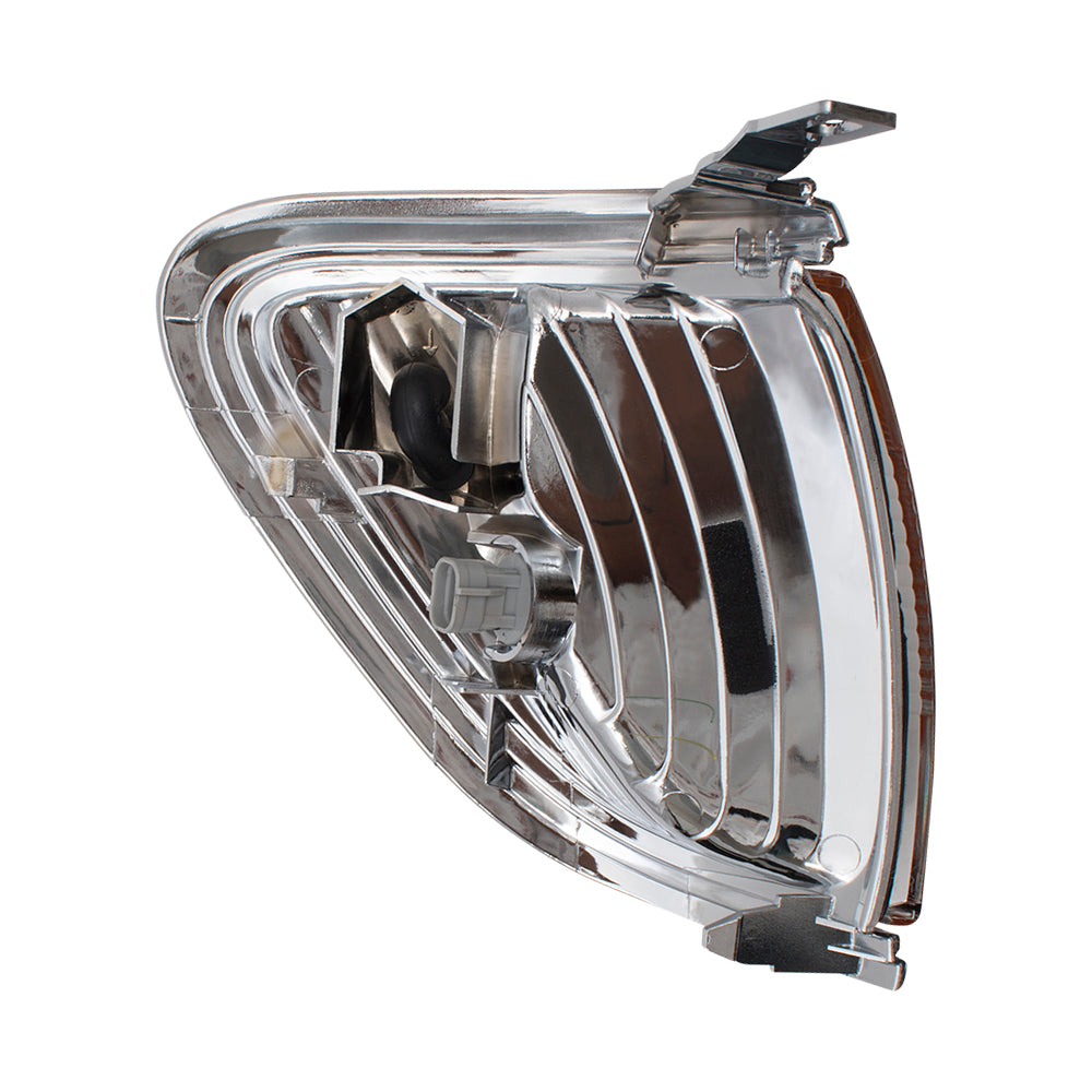 Brock Replacement Drivers Park Signal Corner Marker Light Lamp w/ Chrome Trim Compatible with 2001-2004 Tacoma Pickup Truck 8162004080