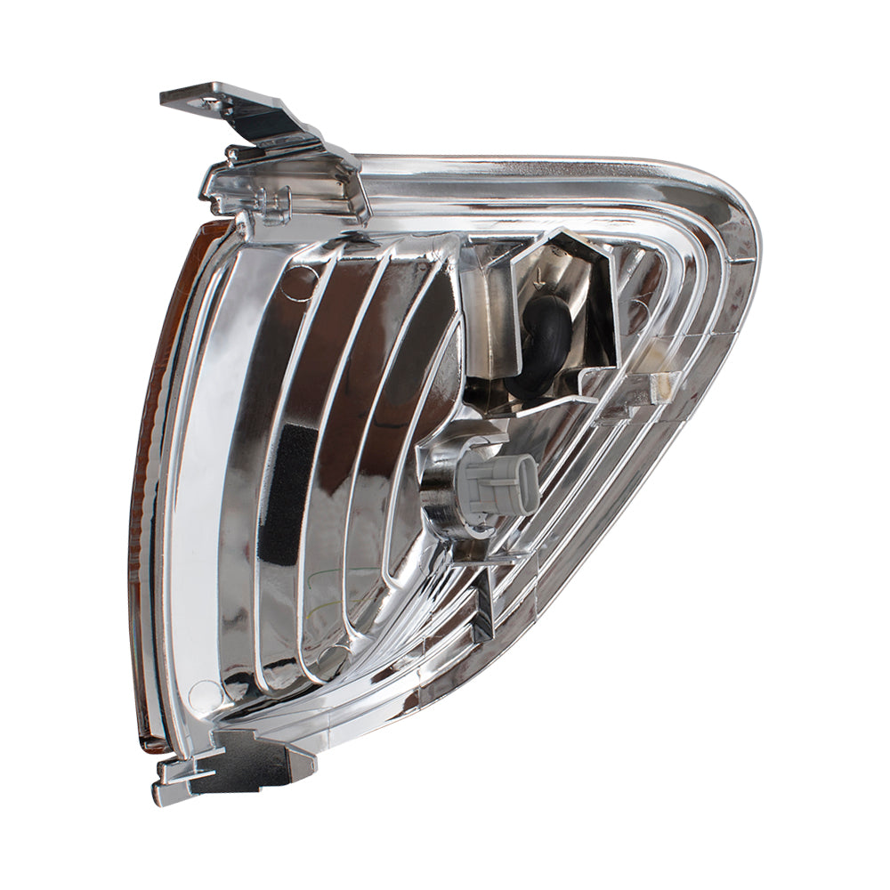 Brock Replacement Passengers Park Signal Corner Marker Light Lamp w/ Chrome Trim Compatible with 01-04 Tacoma Pickup Truck 8161004080