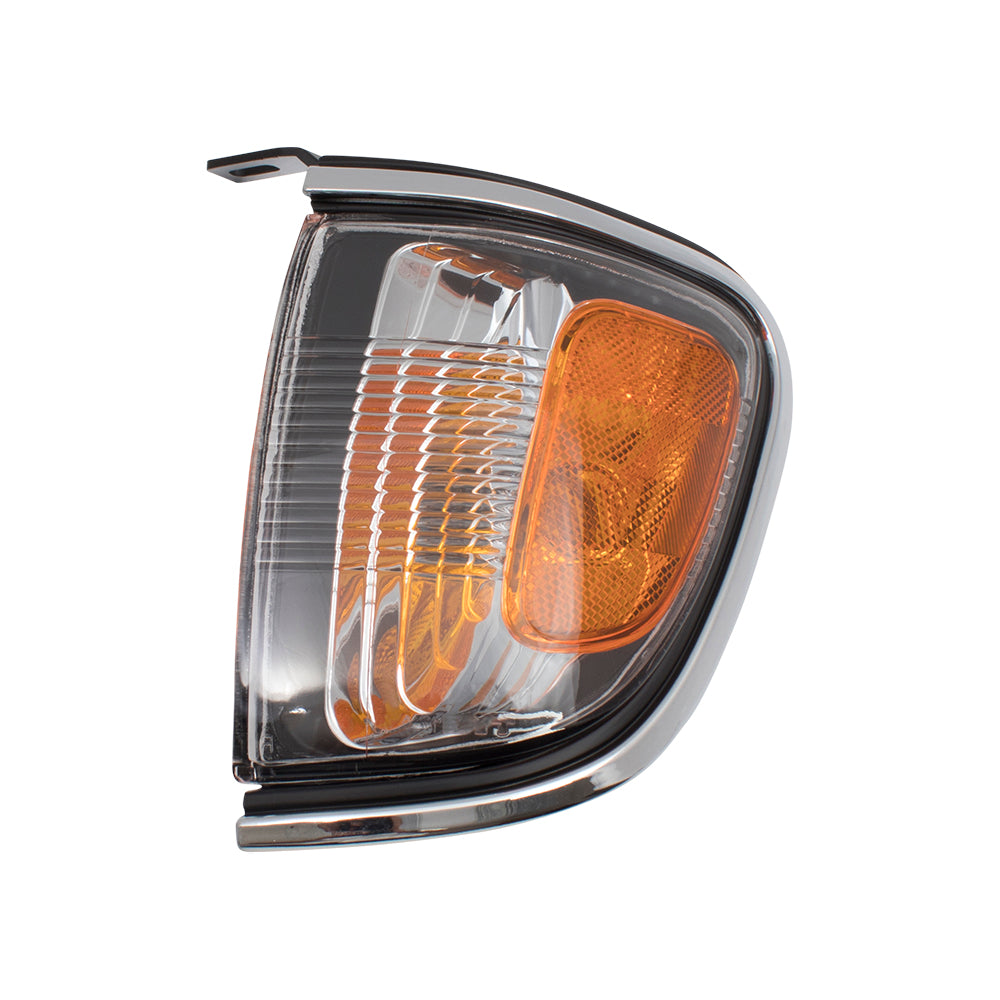 Brock Replacement Drivers Park Signal Corner Marker Light Lamp w/ Chrome Trim Compatible with 2001-2004 Tacoma Pickup Truck 8162004080