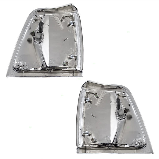 Brock Replacement Set Driver and Passenger Park Signal Corner Marker Lights Lamps with Chrome Trim Compatible with 1992-1995 2-Wheel Drive Pickup Truck 8162035100 8161035100