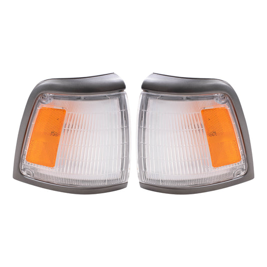 Brock Replacement Driver and Passenger Park Clearance Lights Lamps with Grey Trim Compatible with 92-95 Pickup Truck 2-Wheel Drive 8162035090 8161035090