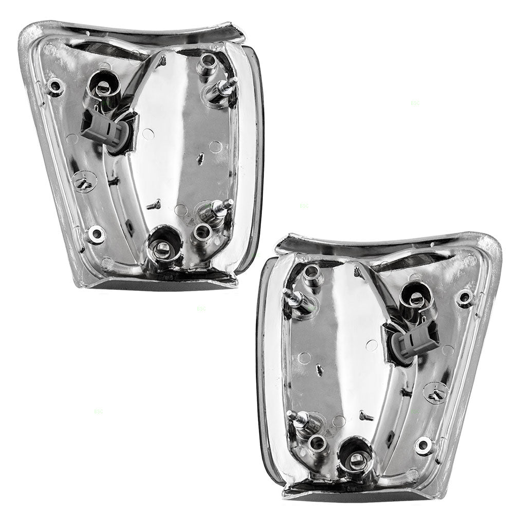 Brock Replacement Driver and Passenger Park Clearance Lights Lamps with Chrome Trim Compatible with 89-91 Pickup Truck SUV 8162089179 8161089179