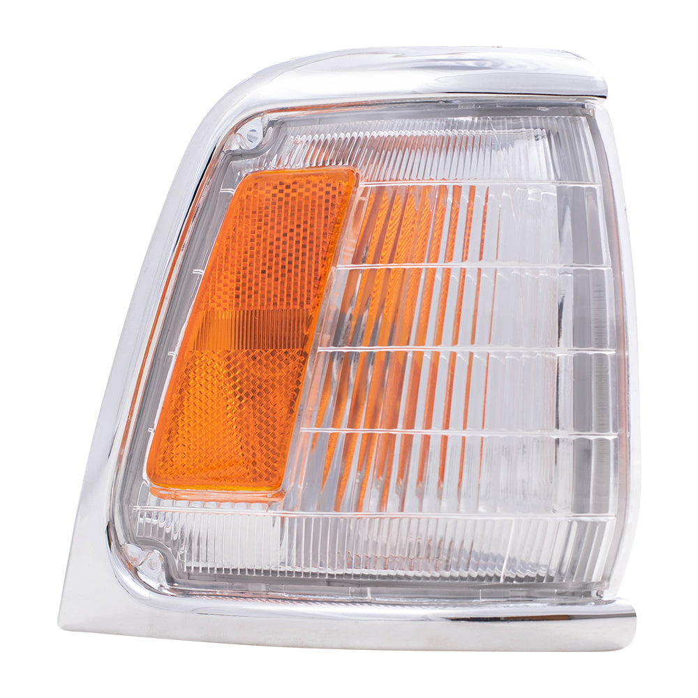 Brock Replacement Driver and Passenger Park Signal Corner Marker Lights Lamps with Chrome Trim Compatible with 89-91 Pickup Truck 8162089177 8161089177