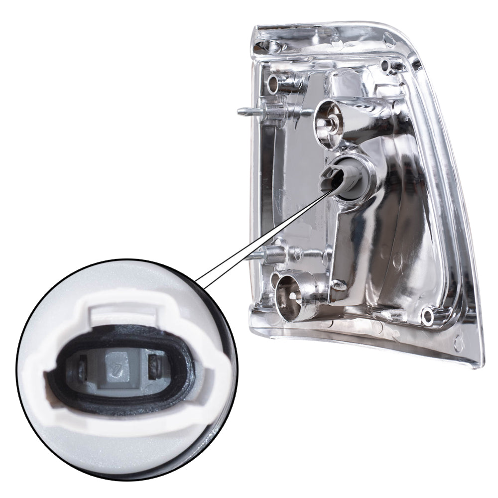 Brock Replacement Driver and Passenger Park Signal Corner Marker Lights Lamps with Chrome Trim Compatible with 89-91 Pickup Truck 8162089177 8161089177