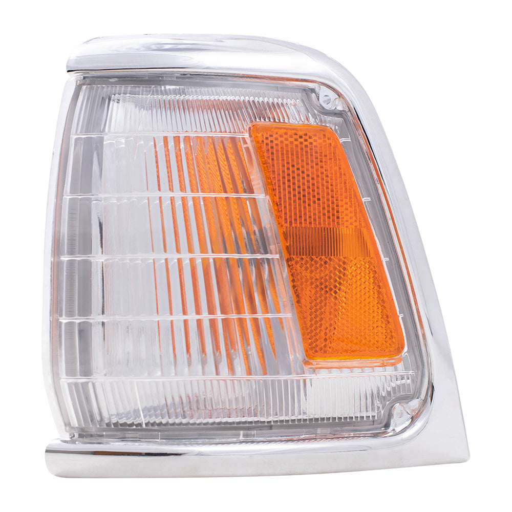 Brock Replacement Drivers Park Signal Corner Marker Light Lamp with Chrome Trim Compatible with 89-91 Pickup Truck 8162089177